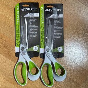 Westcott 9" Titanium Carbide Scissors with Green Grip (Set of 2)